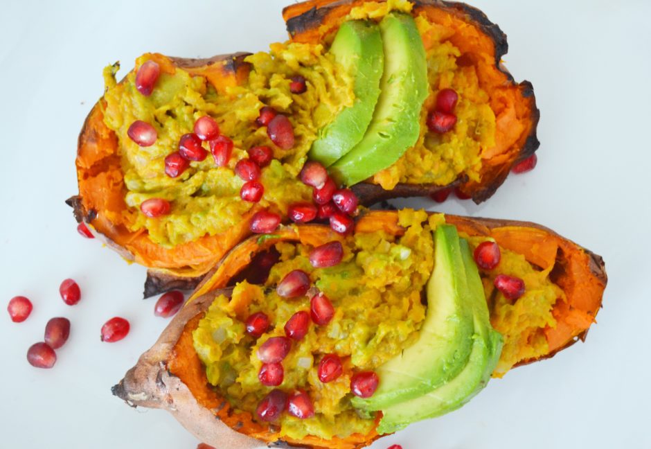 Vegan Avocado & Pomegranate Sweet Potato AKA Heaven on a plate