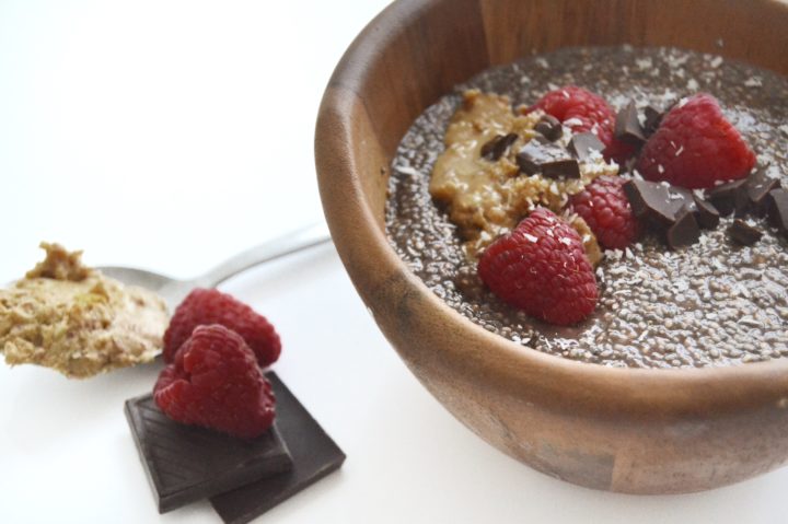 Vegan Chocolate, Raspberry & Peanut Butter Breakfast Pudding: TO DIE FOR.
